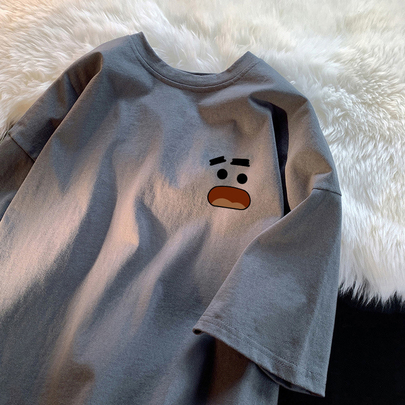 COD (จัดส่งในกรุงเทพฯ) MAO Shop เสื้อคร่ําครวญแขนสั้นผ้าฝ้ายเฮฟวี่เวทอเมริกันย้อนยุคอเนกประสงค์ เสื้อคู่#56483