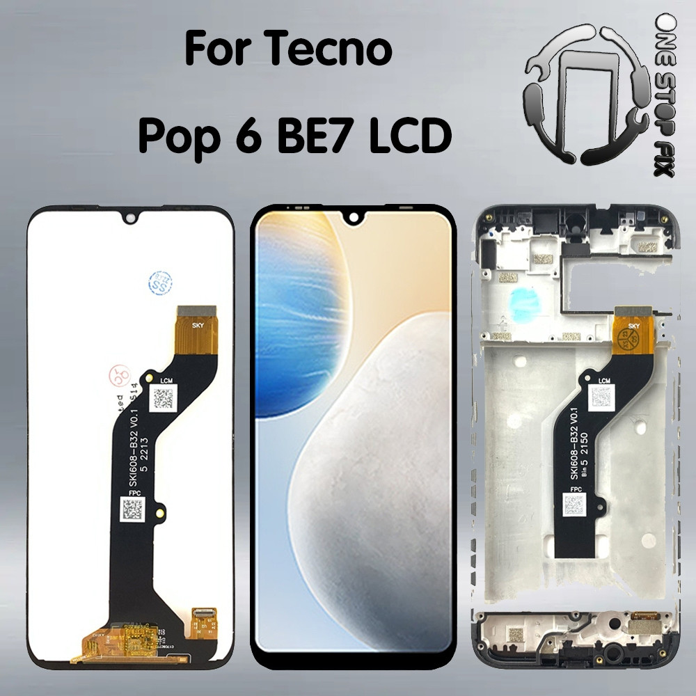สําหรับ Tecno Pop 6 BE7 จอแสดงผล LCD Touch Screen Digitizer แผงอะไหล่/พร้อมกรอบ