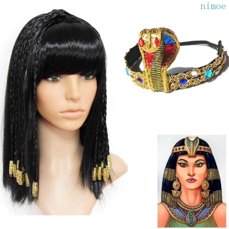Nio คอสเพลย์แถบคาดศีรษะอียิปต์สีทองงู Hairbands Rave Party Hair Decors