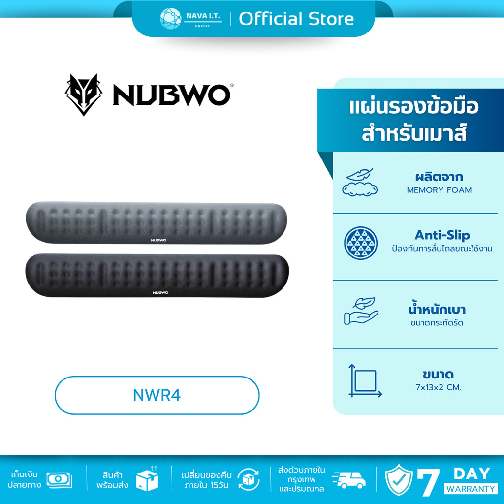(มีส่งด่วน) NUBWO NWR4 WRIST REST แผ่นรองข้อมือ พร้อม Anti-Slip กันลื่นขณะใช้งาน รับประกัน 7 วัน