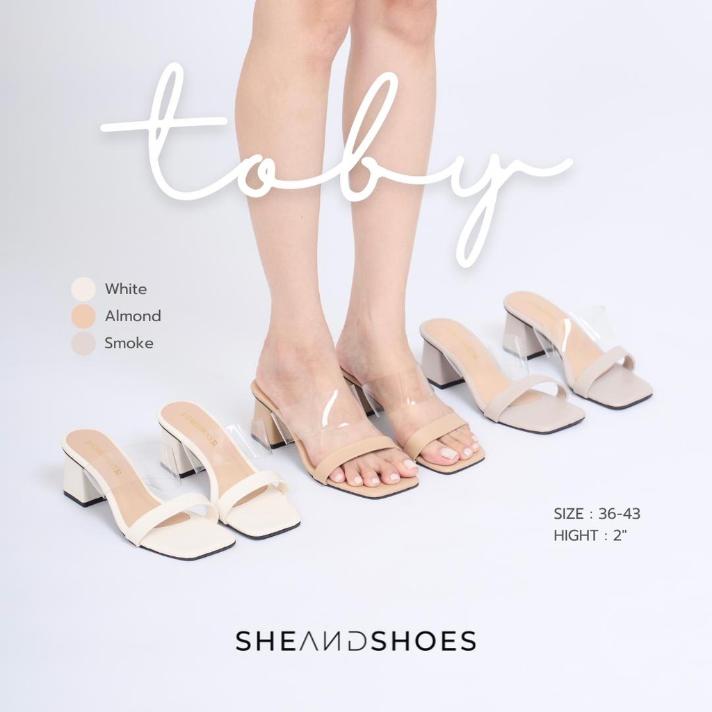 🛵 ส่งด่วน จากกรุงเทพ - Toby รองเท้าส้นสูง 2 นิ้ว [Sz.36 - 43] สายนิ่มไม่บาดเท้า ใส่สบาย