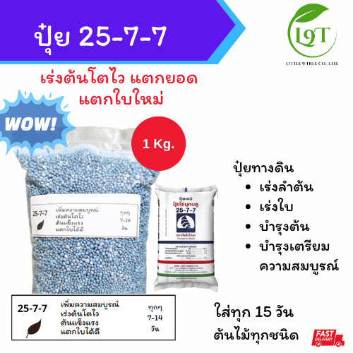 ปุ๋ย 25-7-7 ถุงแบ่ง 1 kg. ตราเรือใบ เร่งต้นโตไว แตกยอด แตกใบใหม่