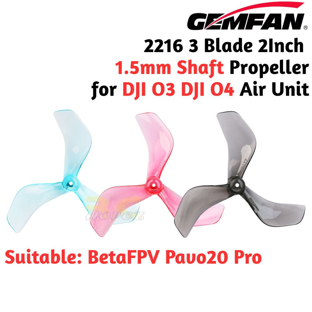 Gemfan 2216 2 นิ้ว 3 ใบพัดใบพัด 1.5 มม.สําหรับ DJI O3 O4 Air Unit สําหรับ Pavo20 Pro (4 คู่/8 ชิ้น) Gem2216