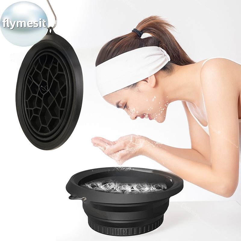 Flymesit 1 ชิ้นขนาดใหญ่พับซิลิโคนชามสําหรับ Face Ice Bath และ Home Skincare Routine แบบพกพา Face Dipping ชามสําหรับผู้หญิงและหญิง EN