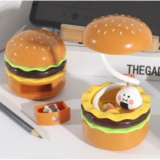 Lampu Meja Motif Hamburger Rautan Pen Holder Sharpener Led Lamp