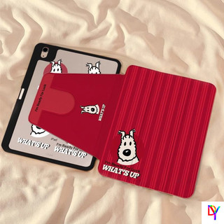 เคส iPad หมุนได้ 360 องศาสําหรับ 2025 11th 2024 Pro11 air6/5/4 10.9 M3/M4 10th 2022 Gen7/8/9 10.2 นิ้ว Mini6/7 สีแดงลูกสุนัขฝาครอบป้องกันพร้อมช่องเสียบปากกา