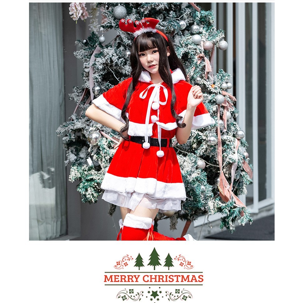 🇹🇭พร้อมส่งในไทย🇹🇭🔥cp62 ชุดซานต้าแซนตี้น่ารักมาก รูปแบบ สวยน่ารักมุ้งมิ้ง คาวาอี้สุดๆ (อุปกรณ์จัดเต็ม)แถมหูกวางเรนเดียร์