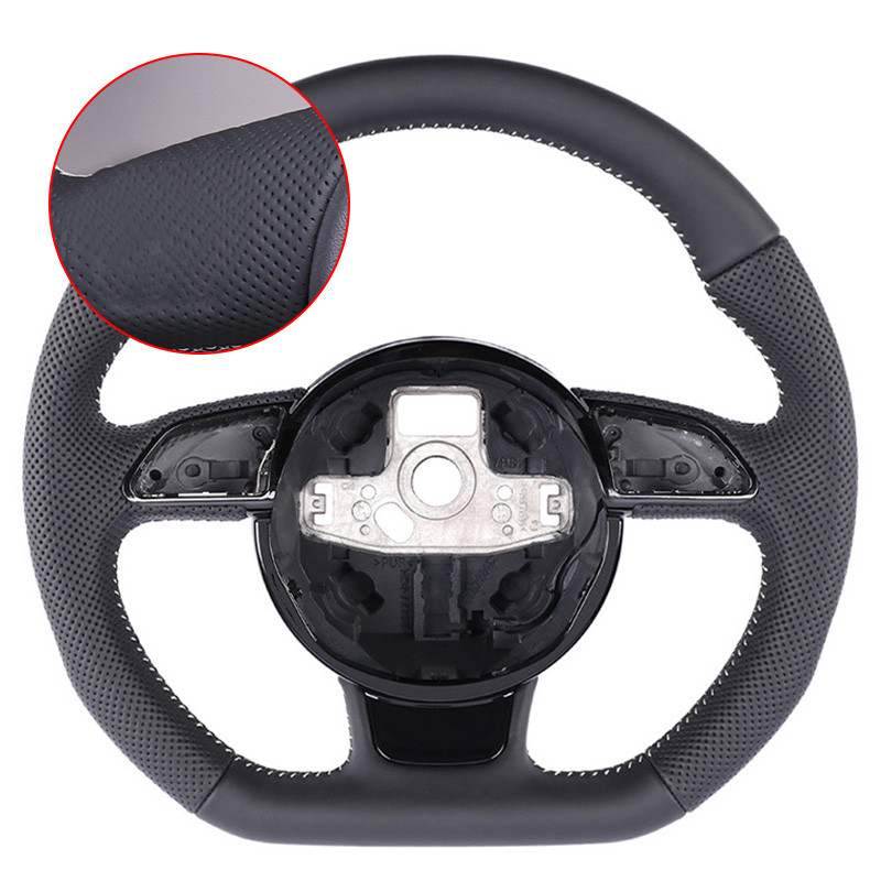 4ล0951523D เหมาะสําหรับ Audi B8PA Q3 Q5 SQ5 A4L Q7 A3 S5 S4, พวงมาลัยหนังกีฬากึ่งปรุสายสีขาว, อะไหล่