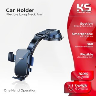 Car Phone Holder Dashboard Kaca Mobil Long Neck 360 Free Rotation Strong Suction Pad Flexible Arm