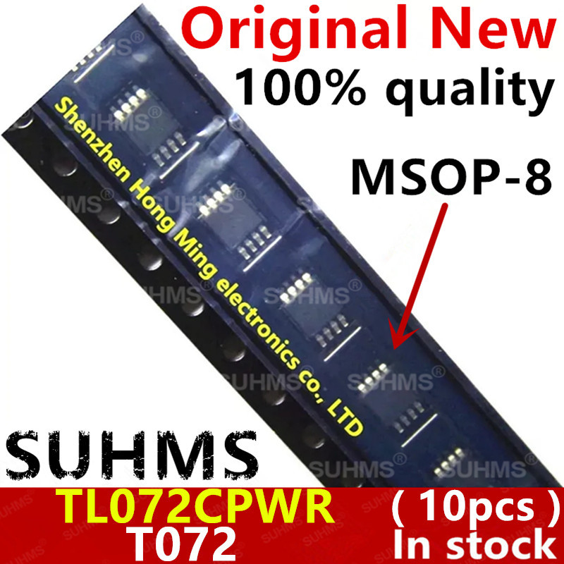 (10 ชิ้น) 100% ใหม่ TL072CPWR TL072CPW TL072 T072 msop-8