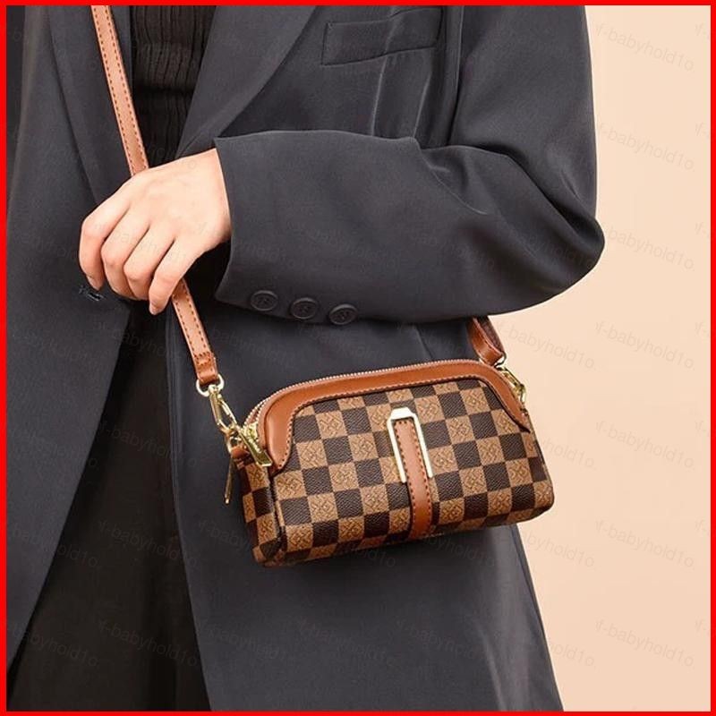 กระเป๋าสะพายข้างสไตล์ย้อนยุคสำหรับผู้หญิง ทำจากหนัง สะดวกในการใส่มือถือและของใช้เล็กๆ