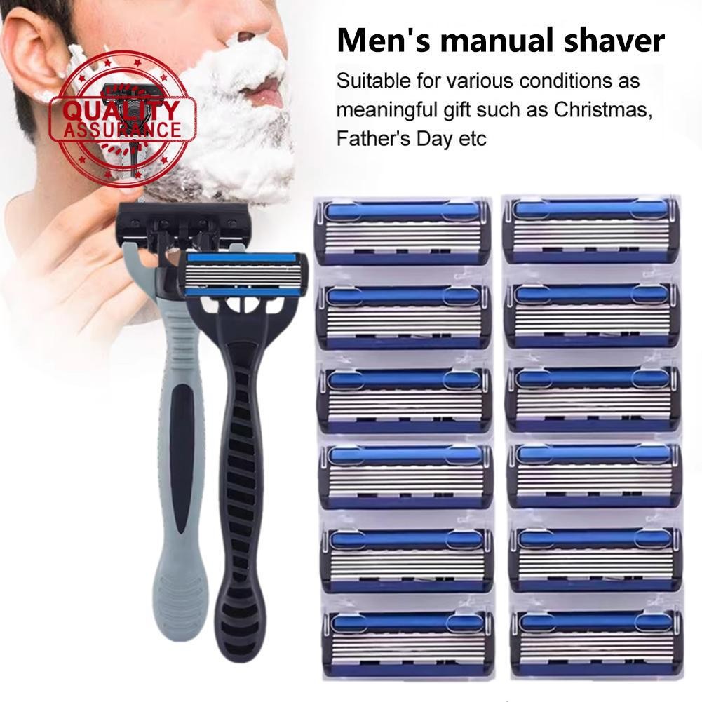 Triple Manual Razor Shaver Razor Mens Face Shaver Blade Frame Old-fashioned Head K4p8