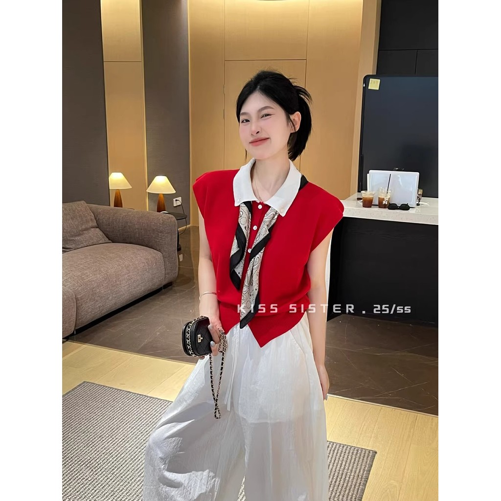 เสื้อโปโลผู้หญิงไซส์เล็ก สไตล์เกาหลี กระดุมแถวเดียว เหมาะสำหรับใส่คู่กับผ้าพันคอไหม