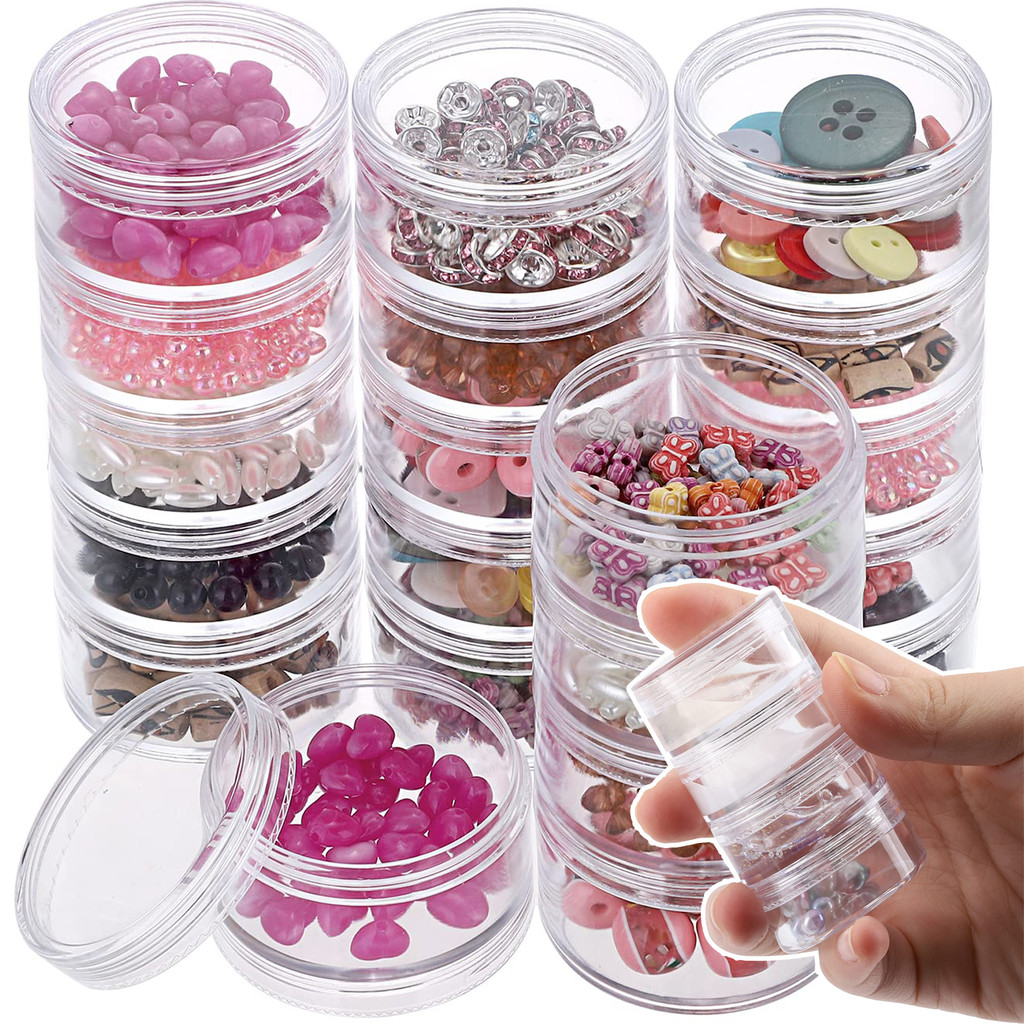 1เซ็ต5ชั้นกระบอกวางซ้อนกันได้ลูกปัดภาชนะ-พลาสติกรอบใสอุปกรณ์จัดเก็บออแกไนเซอร์กล่องงานฝีมือสินค้าขนาดเล็ก