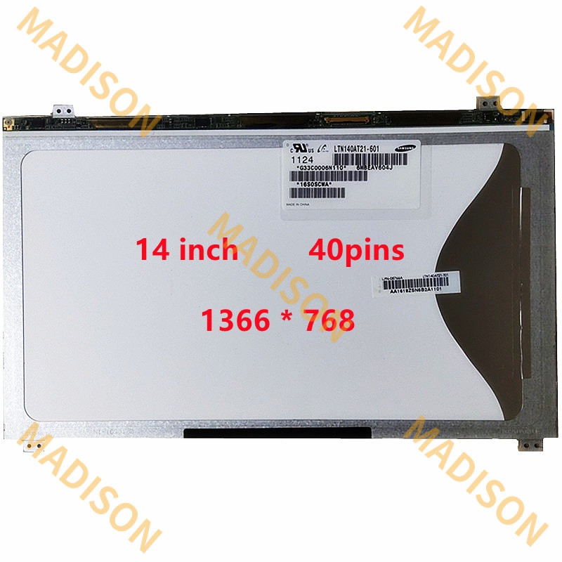 หน้าจอแสดงผล LCD สําหรับแล็ปท็อป Samsung NP q468c 300e4a q470 305v4a sf410 LTN140At21-801 LTN140At21-802 002 LTN140At21-001