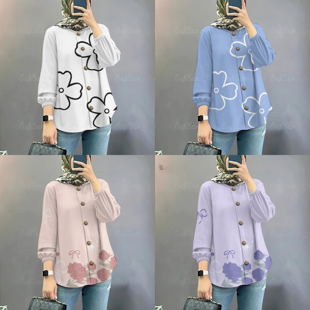 เสื้อมุสลิมอีดดอกไม้ย์แขนยาวหลวมด้านบนมุสลิมขนาดใหญ่แฟชั่นกีฬาขนาดใหญ่เสื้อที่เรียบง่ายปีใหม่ธรรมดาสบายๆด้านบน