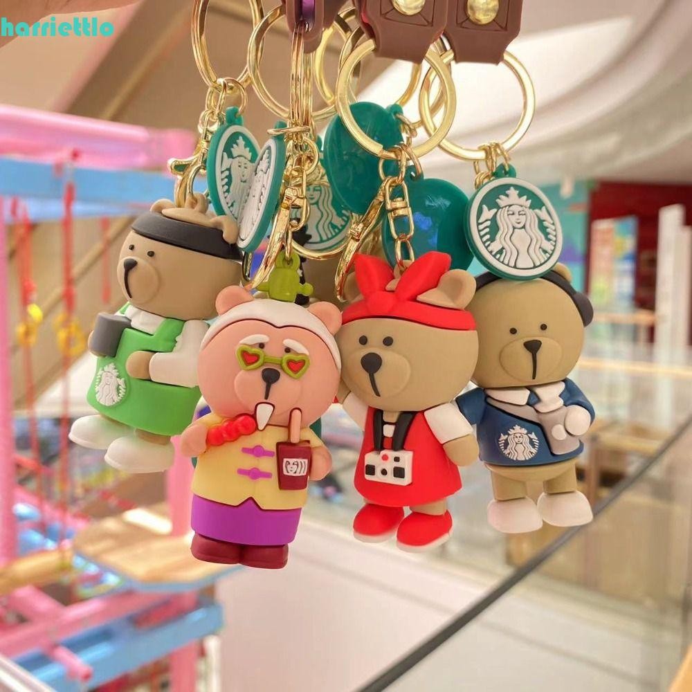 ฮาร์รีตโล 3ง พวงกุญแจหมีสตาร์บัคส์, จี้ตุ๊กตาน่ารักซิลิโคนน่ารัก, พวงกุญแจการ์ตูนสร้างสรรค์ชานมจี้หมีหูฟังกรณี