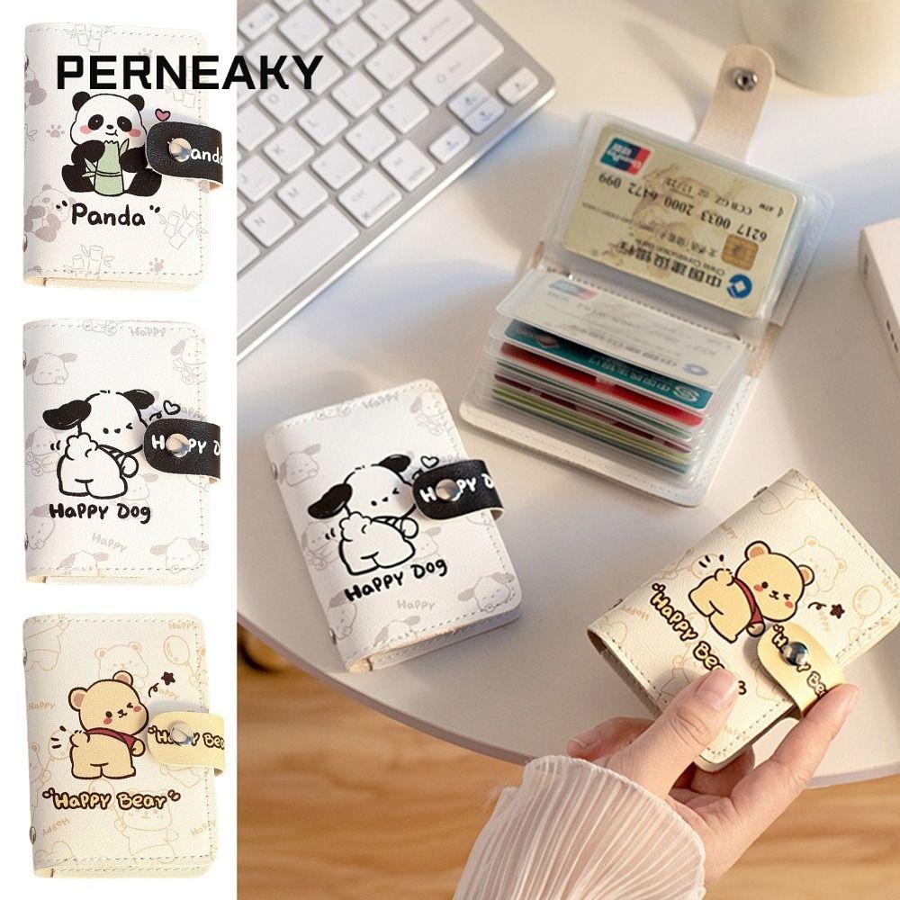 บัตร PERNEAKY , Pochacco/Panda/Bear กระเป๋าหนัง PU, ช่องใส่การ์ด 20 ช่อง กระเป๋าใส่เหรียญความจุขนาดใหญ่