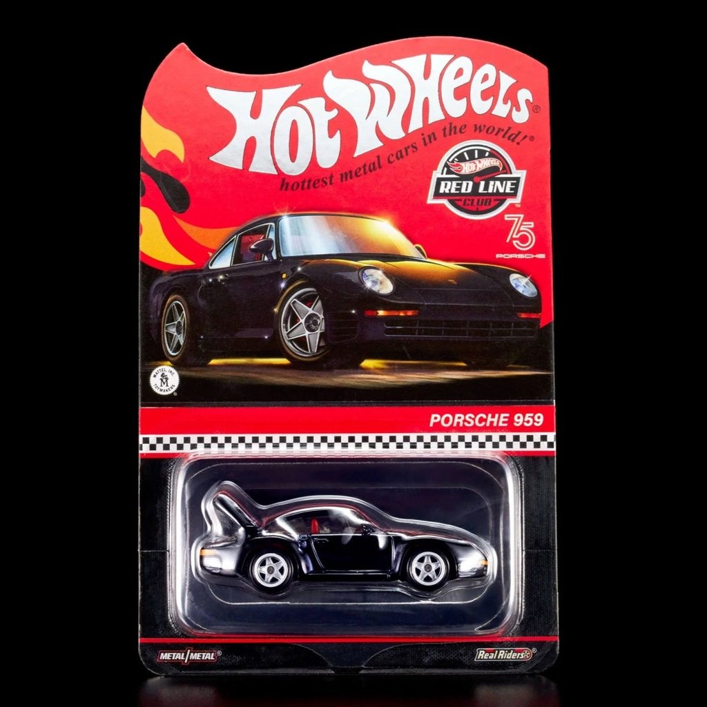 Hot Wheels 2023rlc Red Line Membership Limited Porsche 959 Black พร้อมสติ๊กเกอร์ที่ได้รับอนุญาตยาง 1