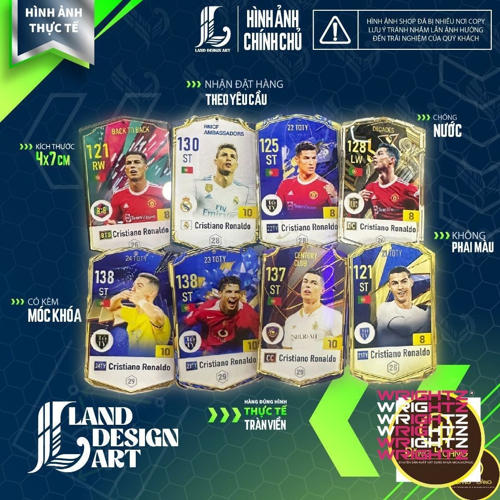 พวงกุญแจการ์ดเครื่องเล่น Ronaldo CR7 - FO4 (FC Online) - พิมพ์ 2 ด้าน - มหาวิทยาลัย WrightZ