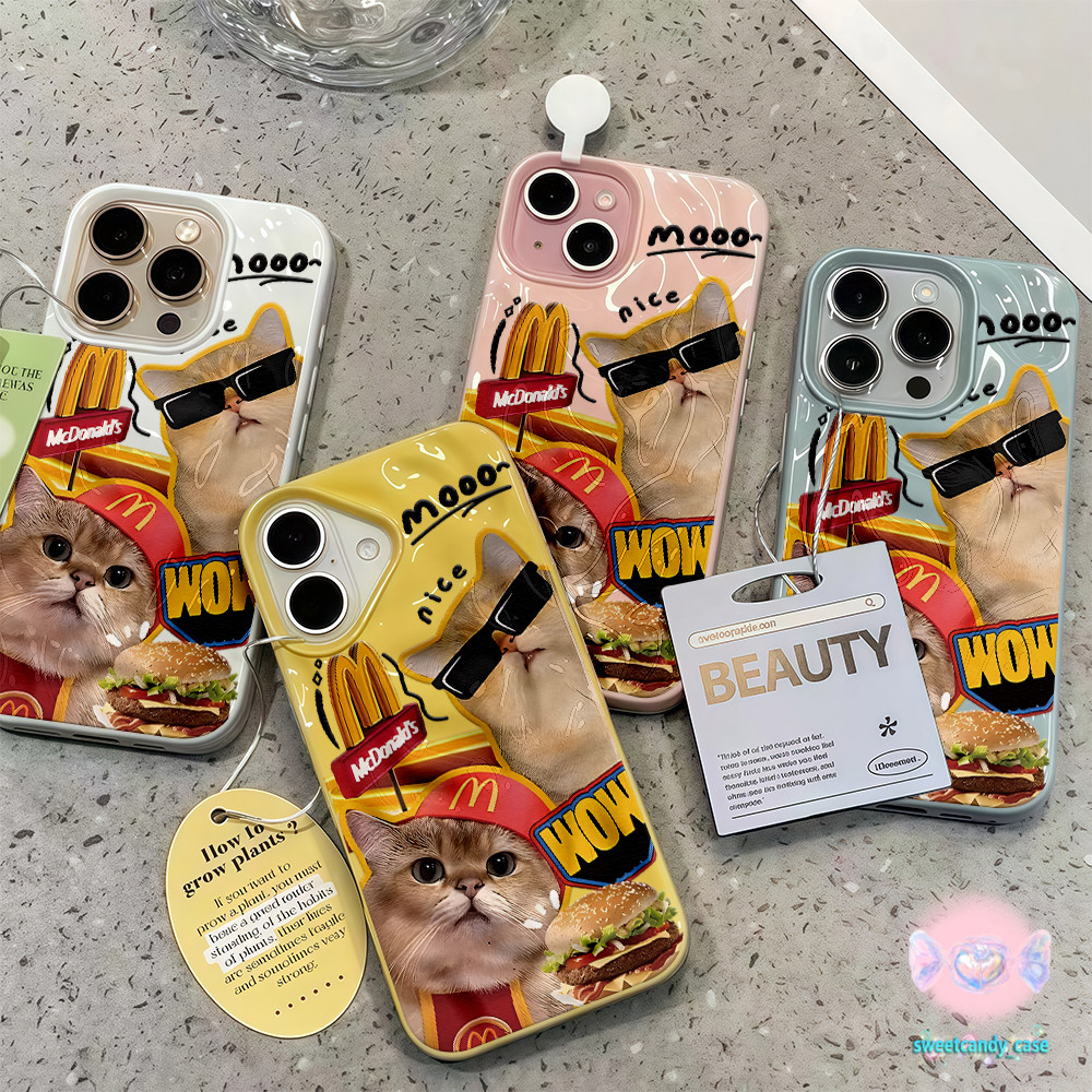 💖จัดส่งในพื้นที่💖 เคสเหมือนอุกกาบาต แฮมเบอร์เกอร์ ลูกแมว พิเศษ สําหรับIPhone16 15 14 13 12 11 7 8plus Pro Promax X XR XS