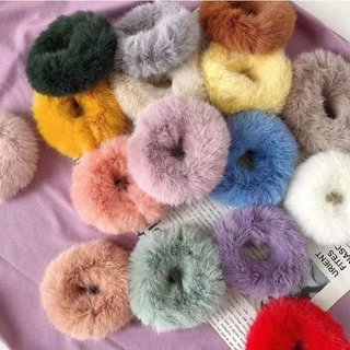 S0355 ยางรัดผมขนปุย ขนฟู นุ่มนิ่ม ขนาด 3นิ้ว ยางโดนัทรัดผมน่ารัก สีพาสเทล ผมนุ่มฟู แฟชั่นเกาหลี