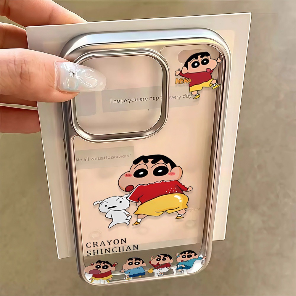 เคสโทรศัพท์คู่รักการ์ตูนเครยอนชินจังสุดสนุก for IPhone 15 14 16 12 11 13 Pro Max 14 15 16 Plus X