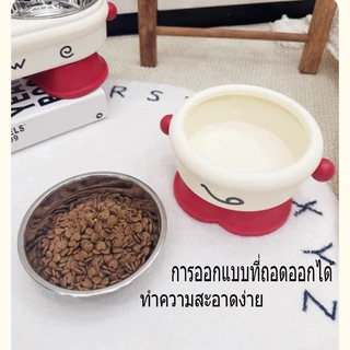 PawPals ชามอาหารแมว ทําจากสแตนเลส ถ้วยแมว มั่นคงและไม่ลื่น ทําความสะอาดง่าย น่ารัก ชามอาหารแมว