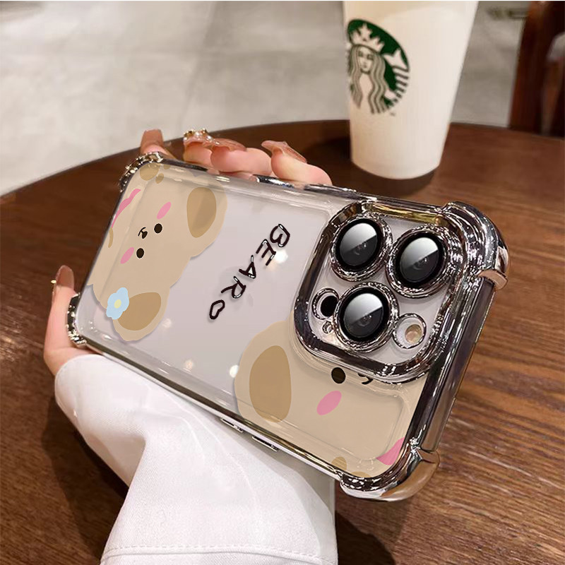3 in1 ดอกไม้หมีสําหรับ OPPO FindX7 FindX7U FindX5 X5pro X6 X5pro X8 X8pro X8U เคสโทรศัพท์ Soft Anti 