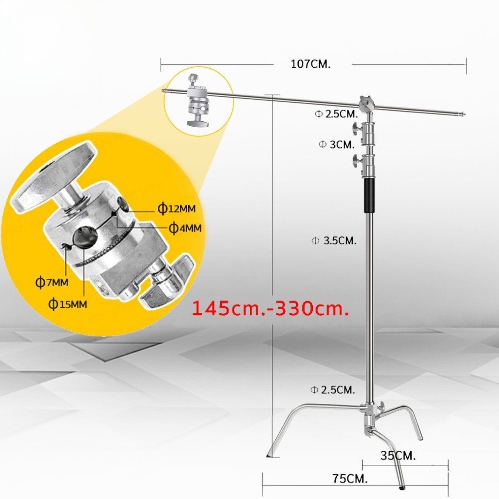 Light Stand Boom Magic C ยืดสูงสุด 330 ซม.(รวมArmสูงสุด430ซม.) ขาบูม Stainless โช๊คสปริง (Boom C ) - รูปที่ 2