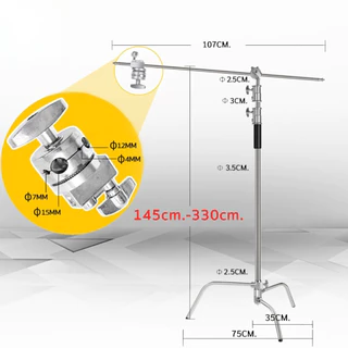 Light Stand Boom Magic C ยืดสูงสุด 330 ซม.(รวมArmสูงสุด430ซม.) ขาบูม Stainless โช๊คสปริง (Boom C )