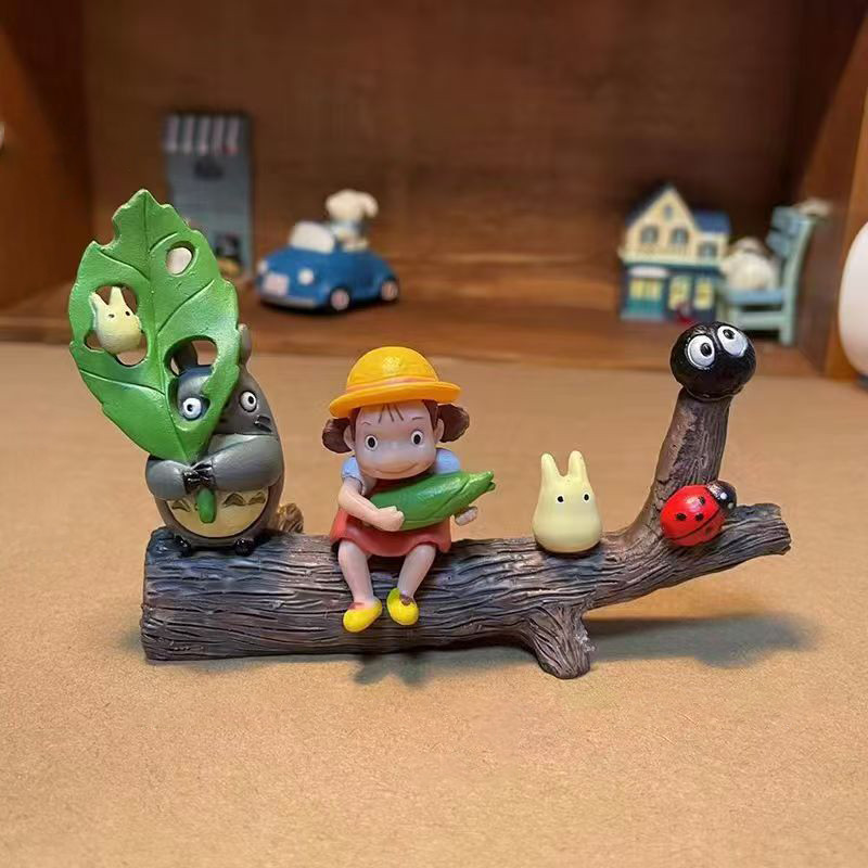 6 ชิ้น/เซ็ต 3-6 ซม. Hayao Miyazaki Studio Ghibli Totoro Mei Fairydust รุ่น Q ถังปลากระถางต้นไม้เค้กต