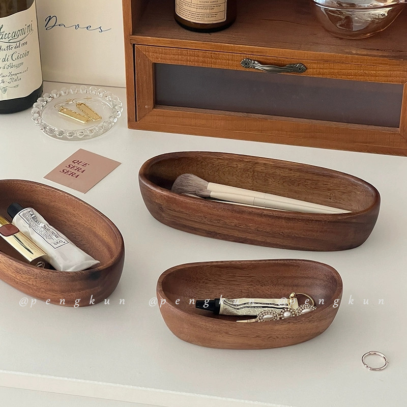 Ins Retro Walnut Desktop กล่องเก็บไม้ถาดเก็บเครื่องประดับ Entrance Key Sundries Organizer ถาด ราคา ถูกที่สุด ดีลบีเคเค แกลเลอรีภาพที่ 2