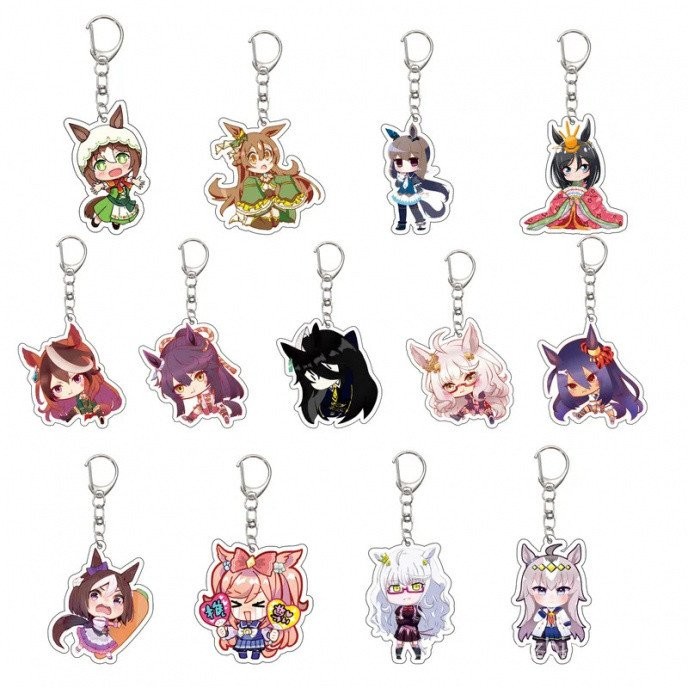 55MM อะนิเมะ Pretty Derby พวงกุญแจ Oguri หมวกสัปดาห์พิเศษ Silence Suzuka Tokai Teio Key Chain อะคริลิคชุดแผ่นคริสต์มาสของขวัญ