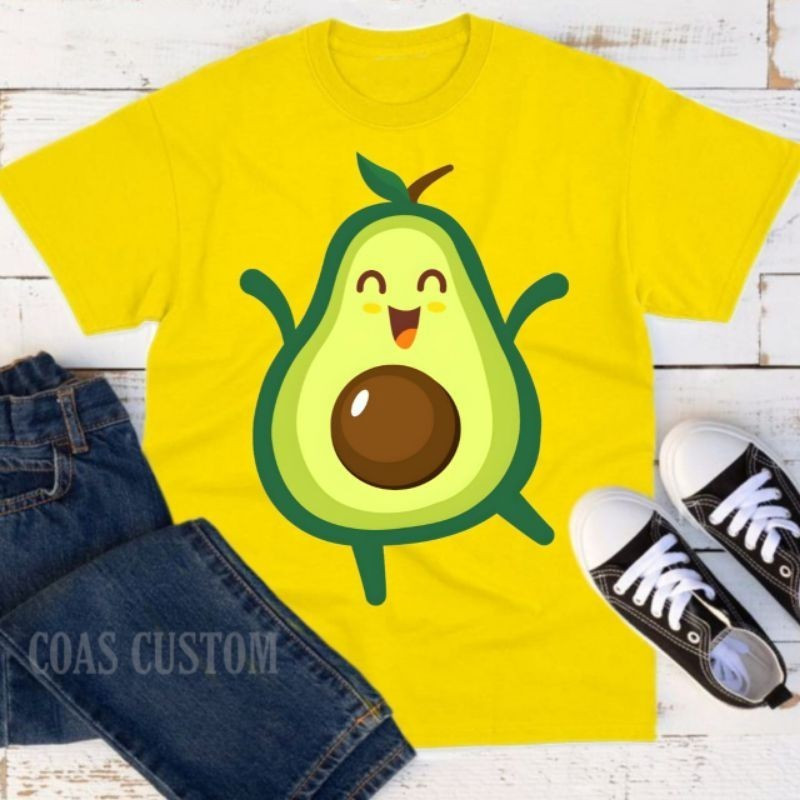 เสื้อยืดแขนสั้นการ์ตูนพิมพ์ลายอะโวคาโด รูปที่ 5