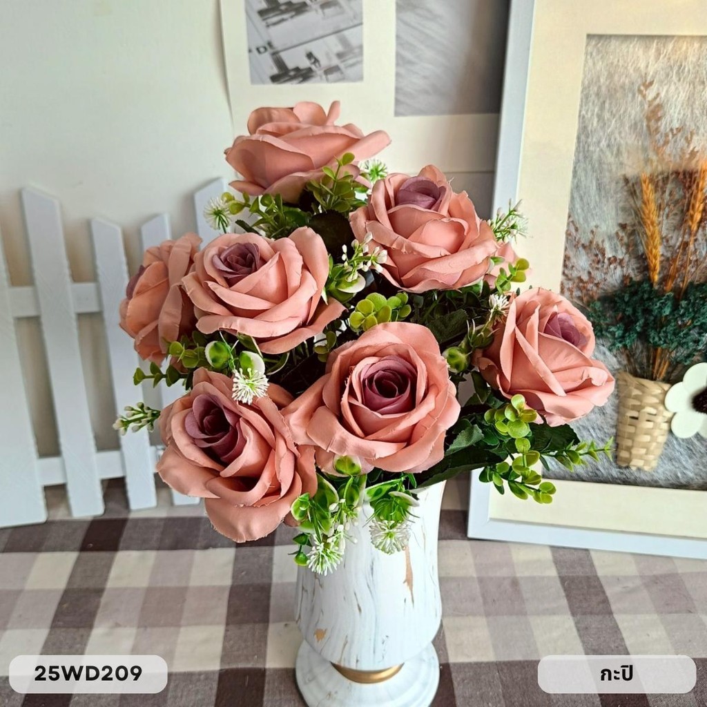 กุหลาบ 10 ดอก แซมฮอตั้น หน้าดอก 7 cm. ต้นสูง 45 cm. - รูปที่ 7