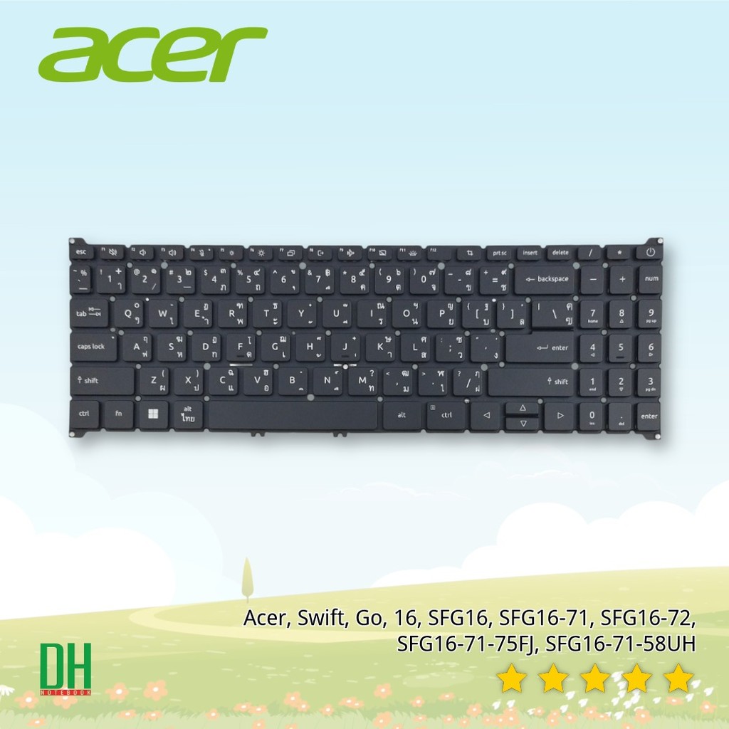 คีย์บอร์ด อะไหล่ OEM คุณภาพสูง Acer Swift Go 16 SFG16‑71 SFG16‑72 Series SFG16‑71‑75FJ SFG16‑71‑58UH