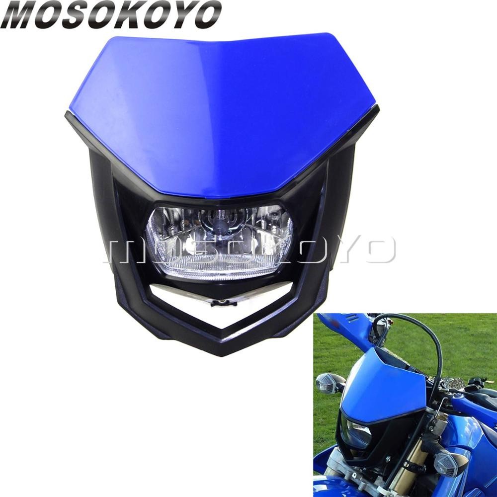 MO สีฟ้า E nduro supermoto ไฟหน้า H4 12โวลต์35วัตต์คู่กีฬาโคมไฟหัวสำหรับ Yamaha YZ450F YZ250F YZ125 