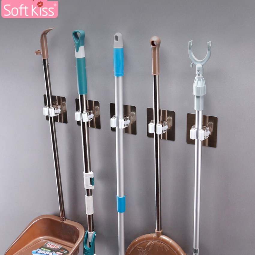 Softkiss ที่แขวนไม้กวาด ที่แขวนไม้ถูพื้น ที่หนีบอเนกประสงค์ ที่หนีบไม้กวาด ที่หนีบไม้ถูพื้น ที่หนีบติดผนัง ติดแน่น