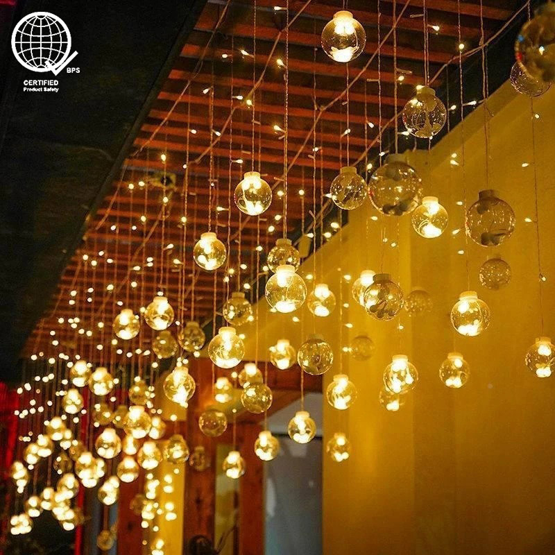 Ligyetor LED Wishing Ball String Lingts ผ้าม่านกันน้ํากลางแจ้ง Lingts สําหรับห้องนอนงานแต่งงาน Garden