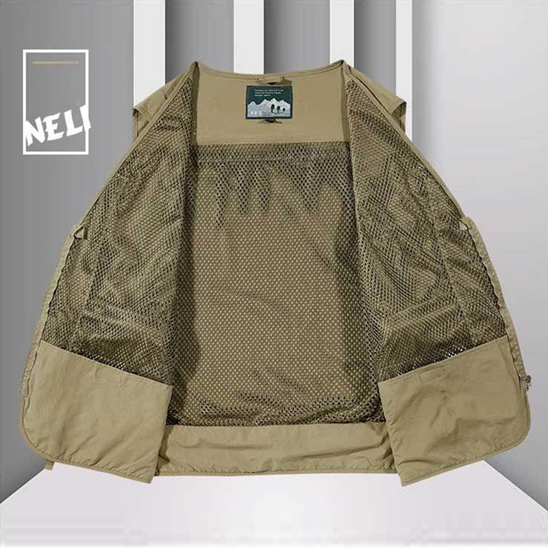 เสื้อกั๊กตกปลาสำหรับผู้ชาย - เสื้อแจ็คเก็ตแขนกุดมีหลากหลายกระเป๋า เหมาะสำหรับเดินป่า ตั้งแคมป์ และการถ่ายภาพ - รูปที่ 5