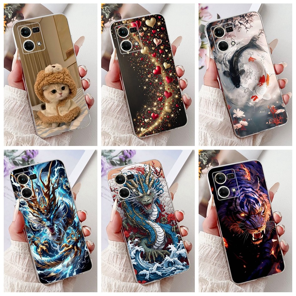 ปลอกอ่อนสําหรับ OPPO F21 Pro / F21s Pro / Reno 7 4G / Reno 8 4G Case CPH2363 CPH2461 CPH2457 น่ารักการ์ตูนซิลิโคนใสฝาครอบ