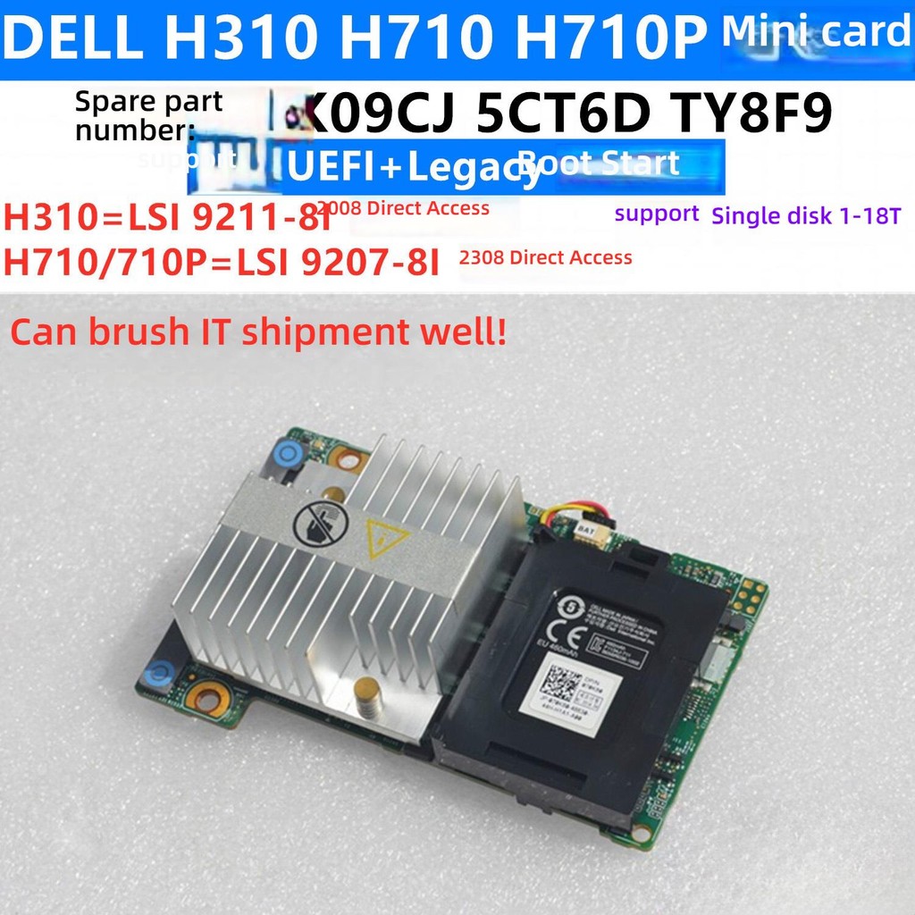 DELL H310 H710 H710P Mini Array Card 512M 1G หน่วยความจําช้า K09CJ 5CT6D TY8F9