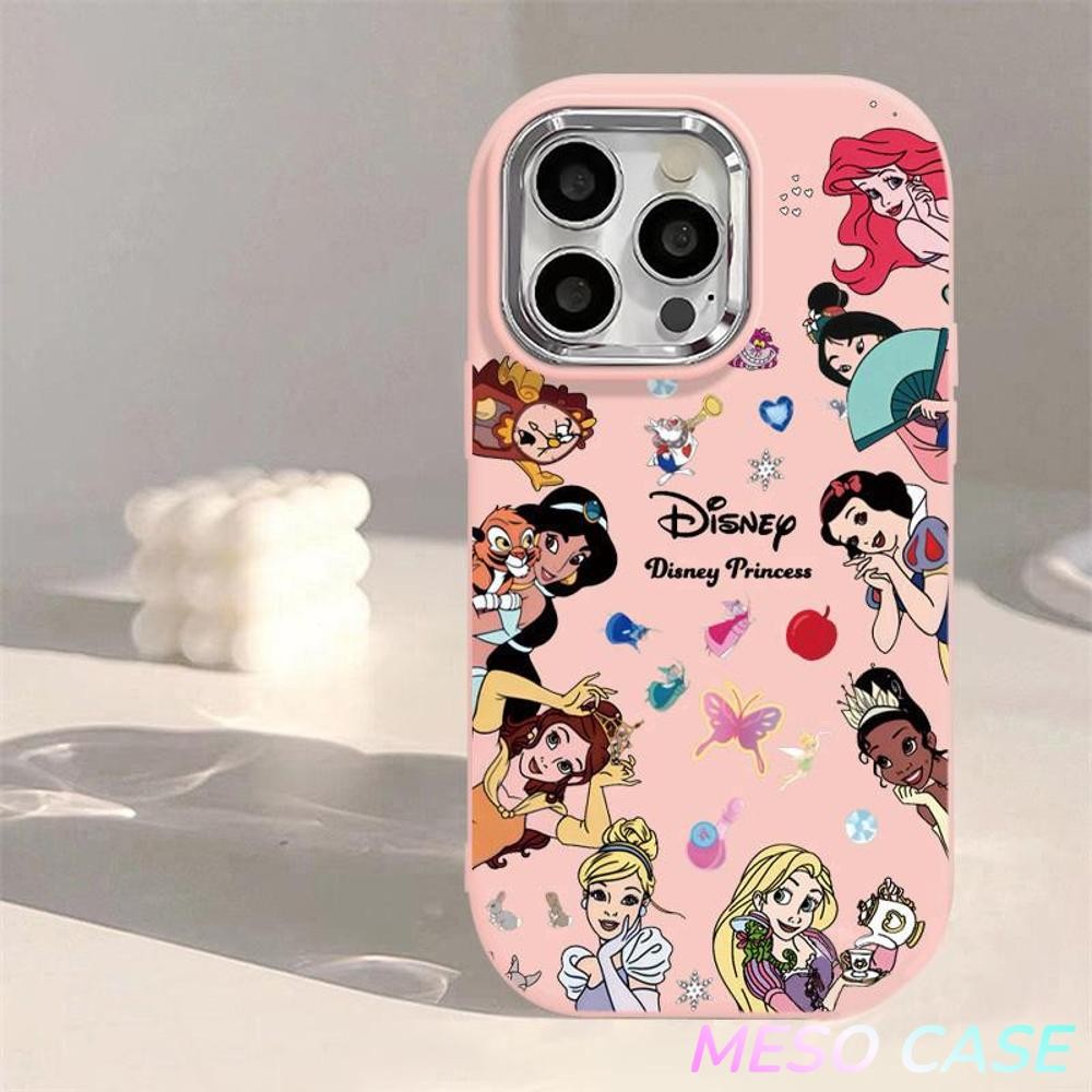 MESO - ฝ้าเคสนิ่ม TPU โลหะ เข้ากันได้สำหรับ เคสไอโฟน11 เคส iphone 16 Pro Max 7Plus XR 12 13 14 15 เจ้าหญิงน่ารัก