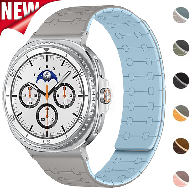 สายซิลิโคนแม่เหล็กสําหรับ Samsung Galaxy Watch 8 40 มม.44 มม.8 คลาสสิก 46 มม.สายกีฬาสําหรับ Galaxy Watch Ultra 2025 47 มม.สร้อยข้อมือ