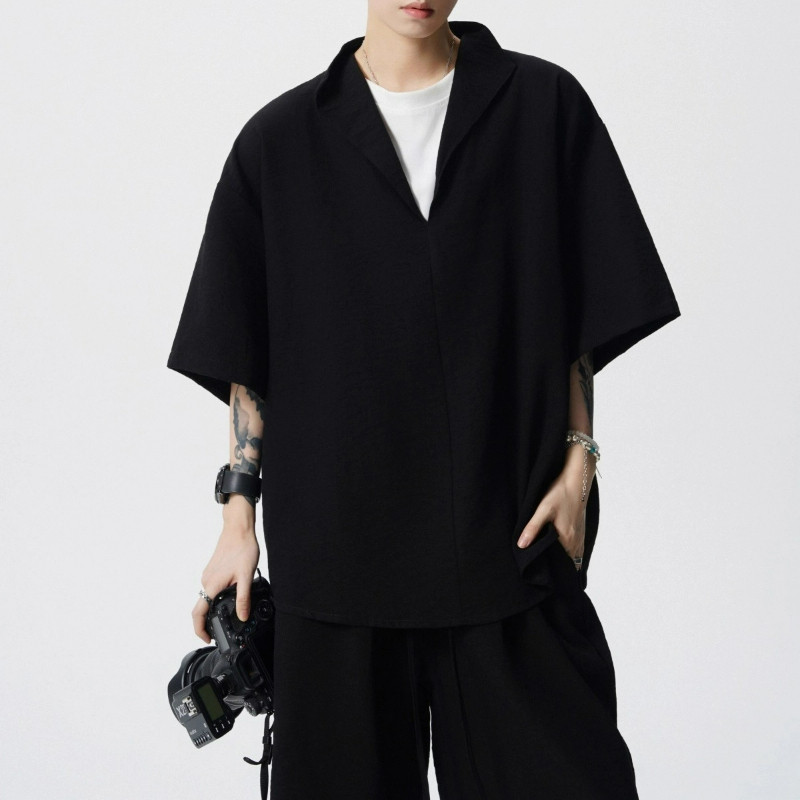 M-8XL ชุดเกาหลีสำหรับผู้ชาย ขนาดพิเศษ สไตล์ยีนส์ พร้อมเสื้อยืดแขนสั้นและกางเกงขาสั้น ราคา ถูกที่สุด ดีลบีเคเค แกลเลอรีภาพที่ 3