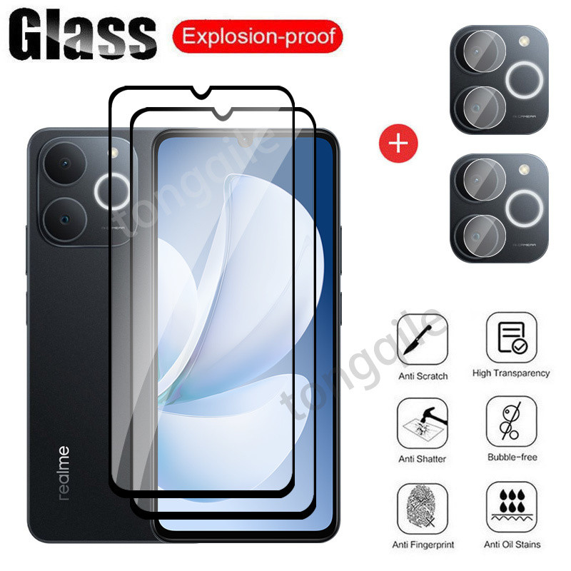 ป้องกันหน้าจอสําหรับRealmeหมายเหตุ70 70T Note70 Note70T 4G 2025 Full Cover ClearกระจกนิรภัยHDฟิล์มกล้องเลนส์ป้องกันกระจกAnti Scratch 9Hความแข็ง