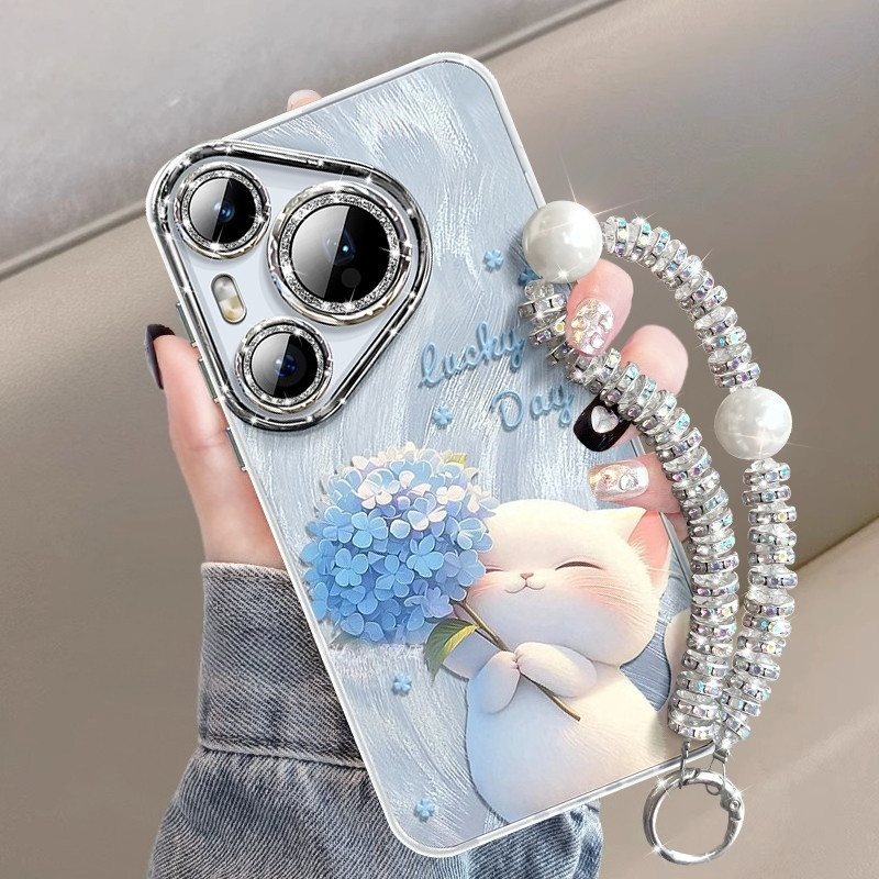สําหรับ Huawei Pura 80 Pro Pura 70 ultra P50 P40 P30 P60 Pro เคสโทรศัพท์ Fairy ลม Feather ตาข่ายกระพริบเพชรเลนส์กรณีป้องกัน