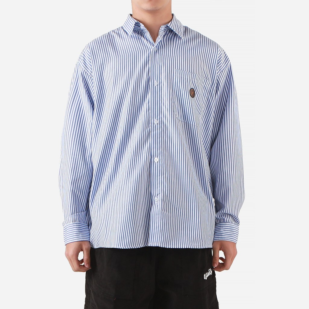 KEMEJA AXEULE Shining Bright Wizzle Stripe Shirt - สีฟ้า