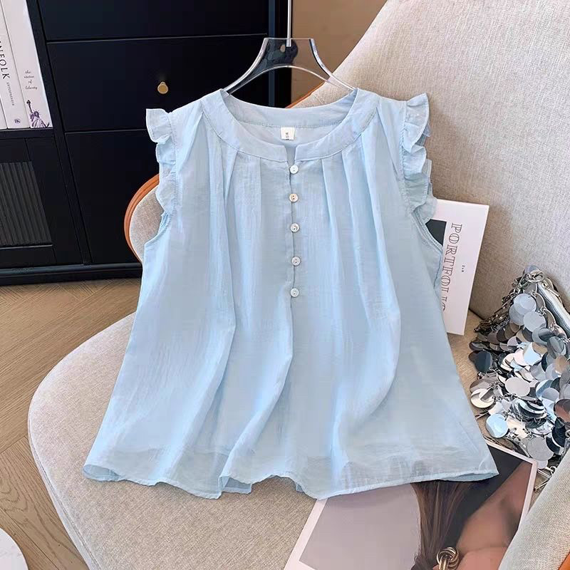 Dahong ⭐️ W641 เสื้อแขนตุ๊กตาแขนสั้น OOTD, สไตล์หวาน, สำหรับผู้หญิง, ชุดฤดูร้อน, สไตล์ตะวันตก, ทรงหลวม, แขนบินเล็ก